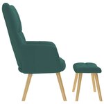 vidaXL Chaise de relaxation avec repose-pied Vert foncé Tissu
