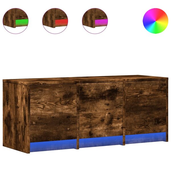 vidaXL Meuble TV avec LED chêne fumé 97x34x40 cm bois d'ingénierie