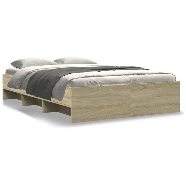 vidaXL Cadre de lit sans matelas chêne sonoma 135x190 cm