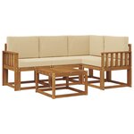 vidaXL Ensemble de canapés d'extérieur 5 pc Naturel et Beige
