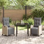 vidaXL Ensemble de salle à manger pour jardin 3 Pièces Beige polyrotin