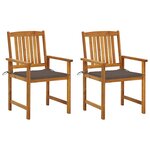 vidaXL Chaises de jardin avec coussins lot de 2 Bois d'acacia massif