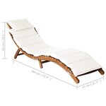 vidaXL Chaise longue avec coussin Bois d'acacia solide Crème