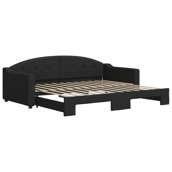 vidaXL Lit de jour avec lit gigogne noir 90x200 cm tissu