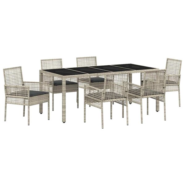 vidaXL Ensemble de salle à manger pour jardin 7 Pièces Gris clair