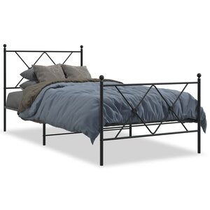 vidaXL Cadre de lit métal sans matelas avec pied de lit noir 90x190 cm