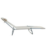 Chaise longue pliante bain de soleil inclinable transat textilène lit jardin plage 182L x 56l x 24 5H cm beige