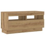 vidaXL Meuble TV avec lumières LED chêne artisanal bois d'ingénierie