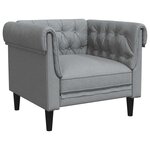 vidaXL Fauteuil Chesterfield Gris clair 78.5 x 74.5 x 74.5 cm tissu