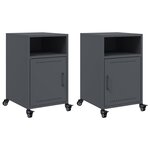 vidaXL Tables de chevet 2 Pièces anthracite 36x39x59 cm acier