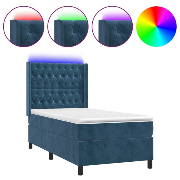 vidaXL Sommier à lattes de lit matelas LED Bleu foncé 80x200cm Velours
