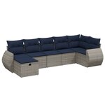 vidaXL Salon de jardin 7 Pièces avec coussins gris résine tressée