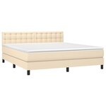 vidaXL Sommier à lattes de lit avec matelas Crème 180x200 cm Tissu