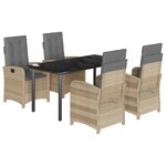 vidaXL Ensemble à manger de jardin coussins 5 Pièces mélange beige rotin