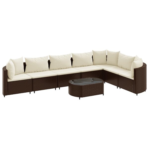 vidaXL Salon de jardin 8 Pièces avec coussins marron résine tressée