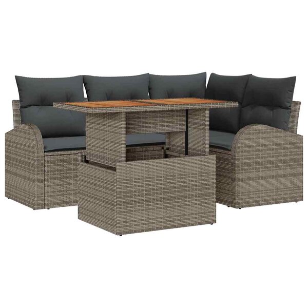 vidaXL Ensemble de canapé de jardin 5 Pièces Gris 100 x 55 x 73 cm