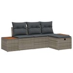 vidaXL Ensemble de canapé de jardin avec coussin 4 Pièces Gris Poly rotin