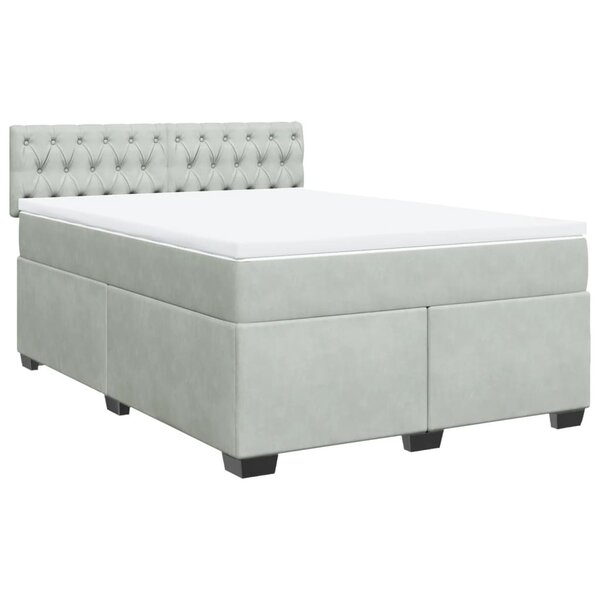 vidaXL Sommier à lattes de lit et matelas Gris clair 160x200cm Velours