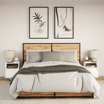 vidaXL Tables de chevet murales avec lumières LED 2 Pièces blanc