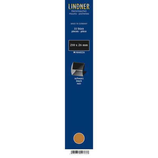 Bandes Klemmfix double soudure 210 x 26 mm pour timbres-poste. Fond - Noir