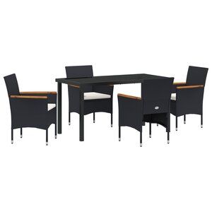 vidaXL Ensemble de jardin de 5 pièces en poly rotin noir