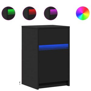 vidaXL Armoire de chevet avec lumières LED noir bois d'ingénierie