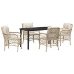 vidaXL Ensemble de salle à manger pour jardin 5 Pièces Beige Poly rotin