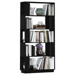 vidaXL Bibliothèque/Séparateur de pièce Noir 80x25x163 5 cm Pin massif