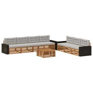 vidaXL Ensemble de canapés d'extérieur 8 pc Naturel et gris clair