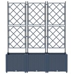 vidaXL Jardinier avec treillis 3 Pièces Gris 120x40x143 cm