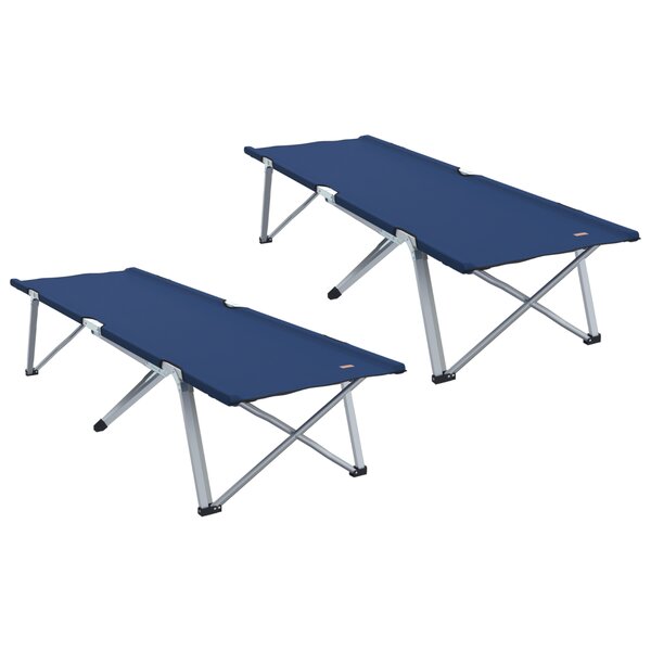 vidaXL Lit de camping pliant Bleu Tissu et métal Compact Pliable