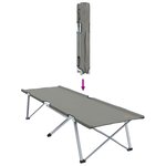 vidaXL Lit de camping pliable avec sac de transport  gris  en tissu Oxford 600D.