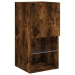 vidaXL Meuble TV muraux 4 Pièces avec lumières LED chêne fumé