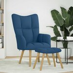 vidaXL Chaise de relaxation avec repose-pied Bleu Tissu