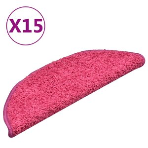 vidaXL Tapis d'escalier 15 pièces 56 x 17 x 3 cm Rose Demi-rond