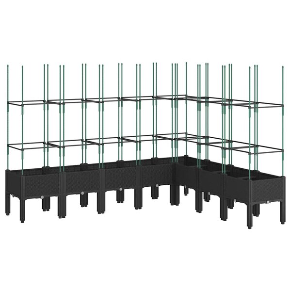 vidaXL Jardinière avec treillis noir 200x160x142 5 cm PP