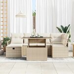 vidaXL Ensemble de canapé de jardin 7 Pièces Beige Poly rotin