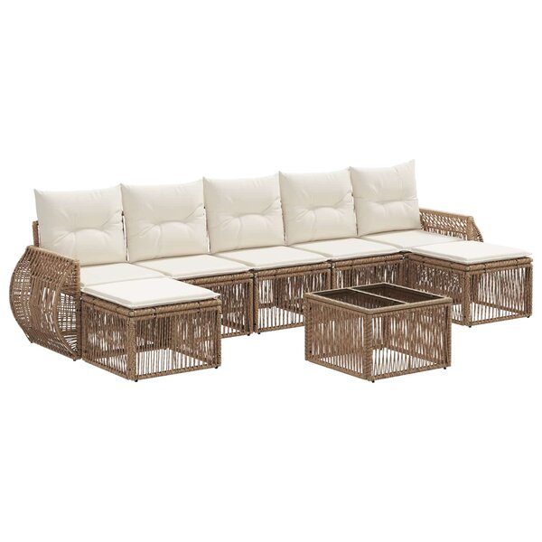vidaXL Ensemble de canapé de jardin 8 Pièces Beige et blanc crème