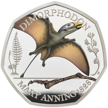 Pièce de monnaie 50 Pence Royaume-Uni Dimorphodon 2021 – Argent BE