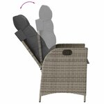 vidaXL Chaise inclinable de jardin avec coussins gris résine tressée