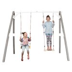 AXI Portique double 2 balancoires en bois Gris Blanc 160x254x207cm