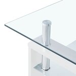 vidaXL Table basse Blanc et transparent 95x55x40 cm Verre trempé