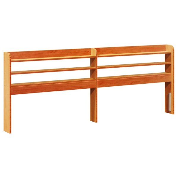 vidaXL Tête de lit avec étagères marron cire 180 cm bois massif de pin