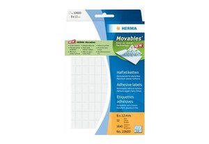 Étiquettes 'movables' 25 x 40 mm, manuelle, blanc, sur 32 feuilles herma