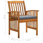 vidaXL Mobilier à dîner de jardin 7 Pièces avec coussins Acacia solide