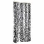 vidaXL Rideau anti-mouches gris et noir et blanc 90x200 cm chenille