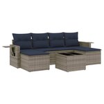 vidaXL Salon de jardin 7 Pièces avec coussins gris résine tressée