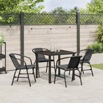 vidaXL Ensemble de salle à manger pour jardin 5 Pièces Noir Poly rotin