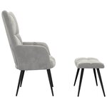 vidaXL Chaise de relaxation avec tabouret Gris clair Velours