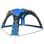 vidaXL Tente de réception avec LED et 4 parois 3 6x3 6x2 3 m Bleu